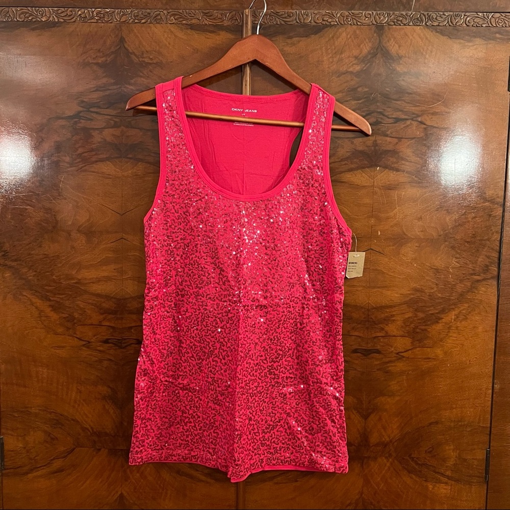 Pink Sequin DKNY Jeans Tank NWT